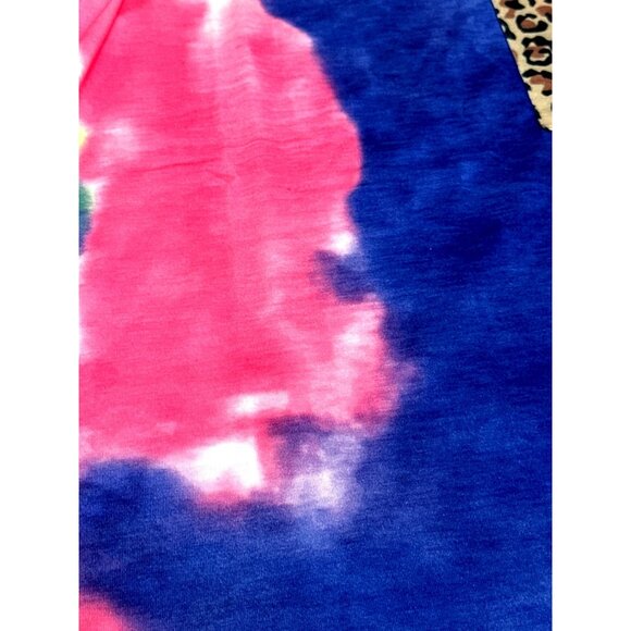 CCC Colorful Tie Dye Tank Top Leopard Print Chest Pocket Sleeveless Shirt Size S - Picture 10 of 11
